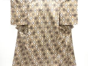 大正ロマン　幾何学に花模様織り出し銘仙着物